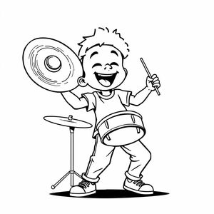 a black boy playing the crash cymbols.