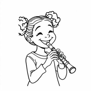 a black girl playing the clarinet.
