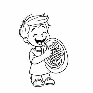 a child playing the french horn