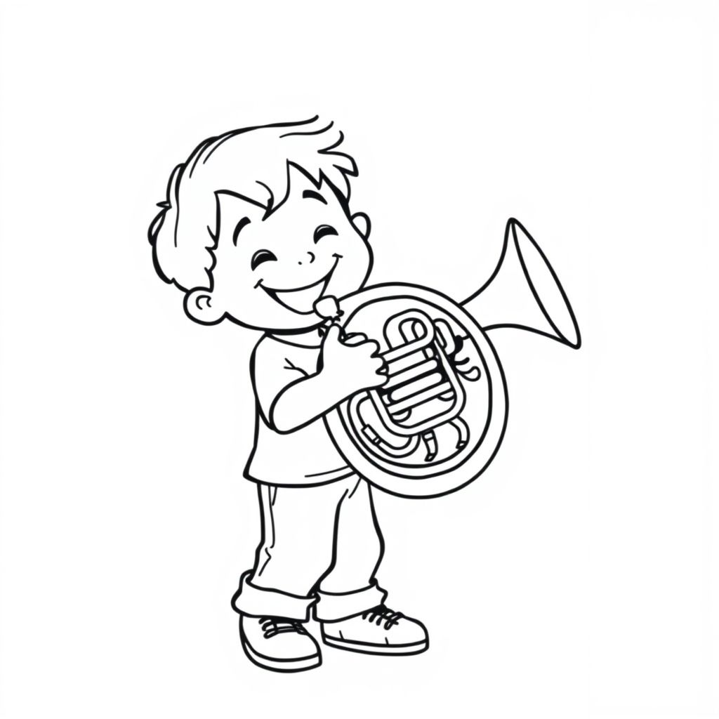 a child playing the frenchhorn