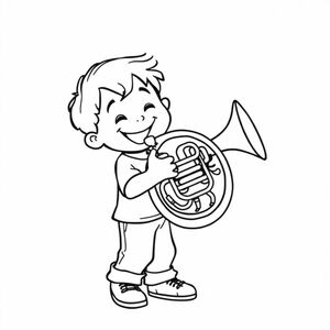 a child playing the frenchhorn
