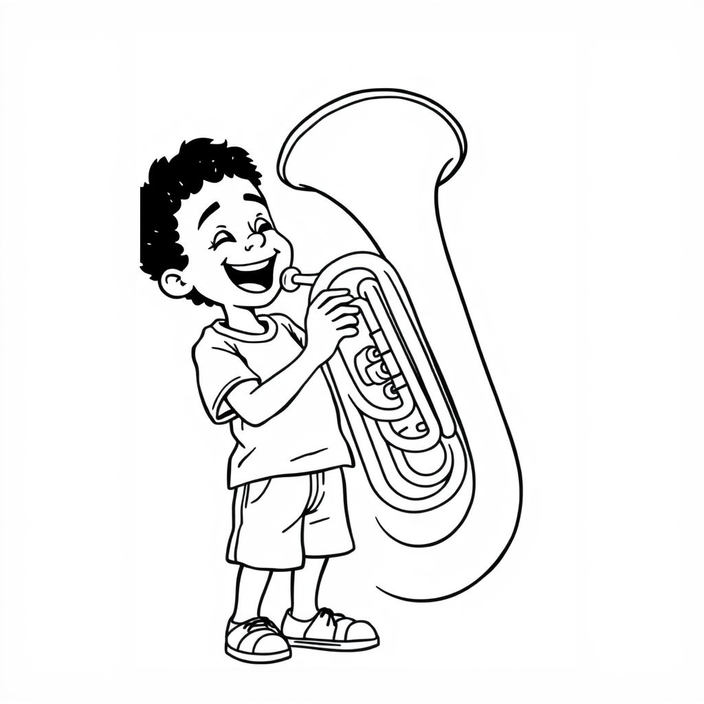 a black boy playing the tuba