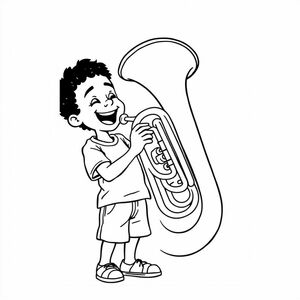 a black boy playing the tuba