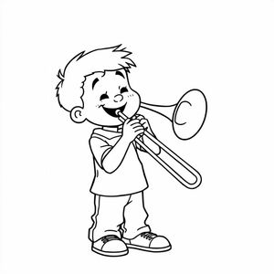 a boy playing the trombone