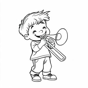 a child playing a trombone.