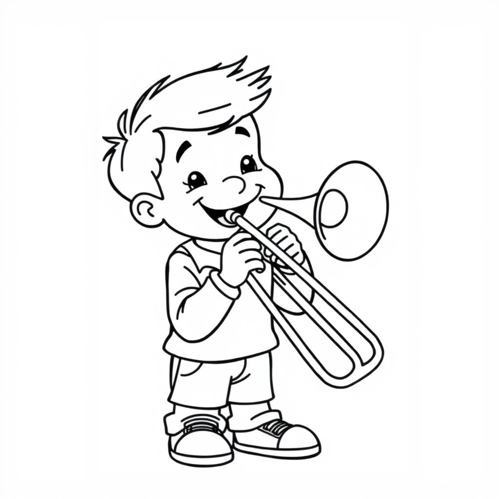 a boy playing the trombone.