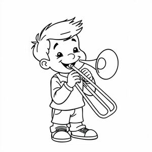 a boy playing the trombone.