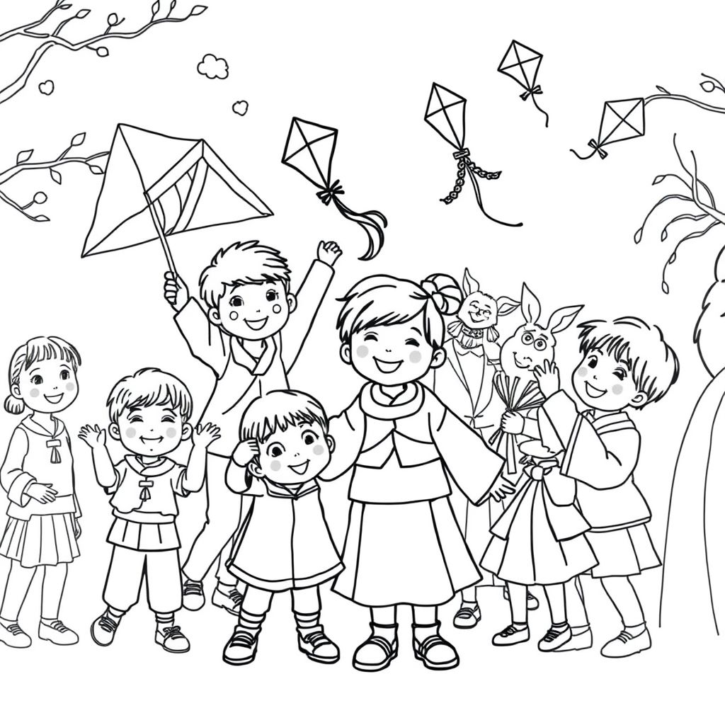kids celebrating spring festival