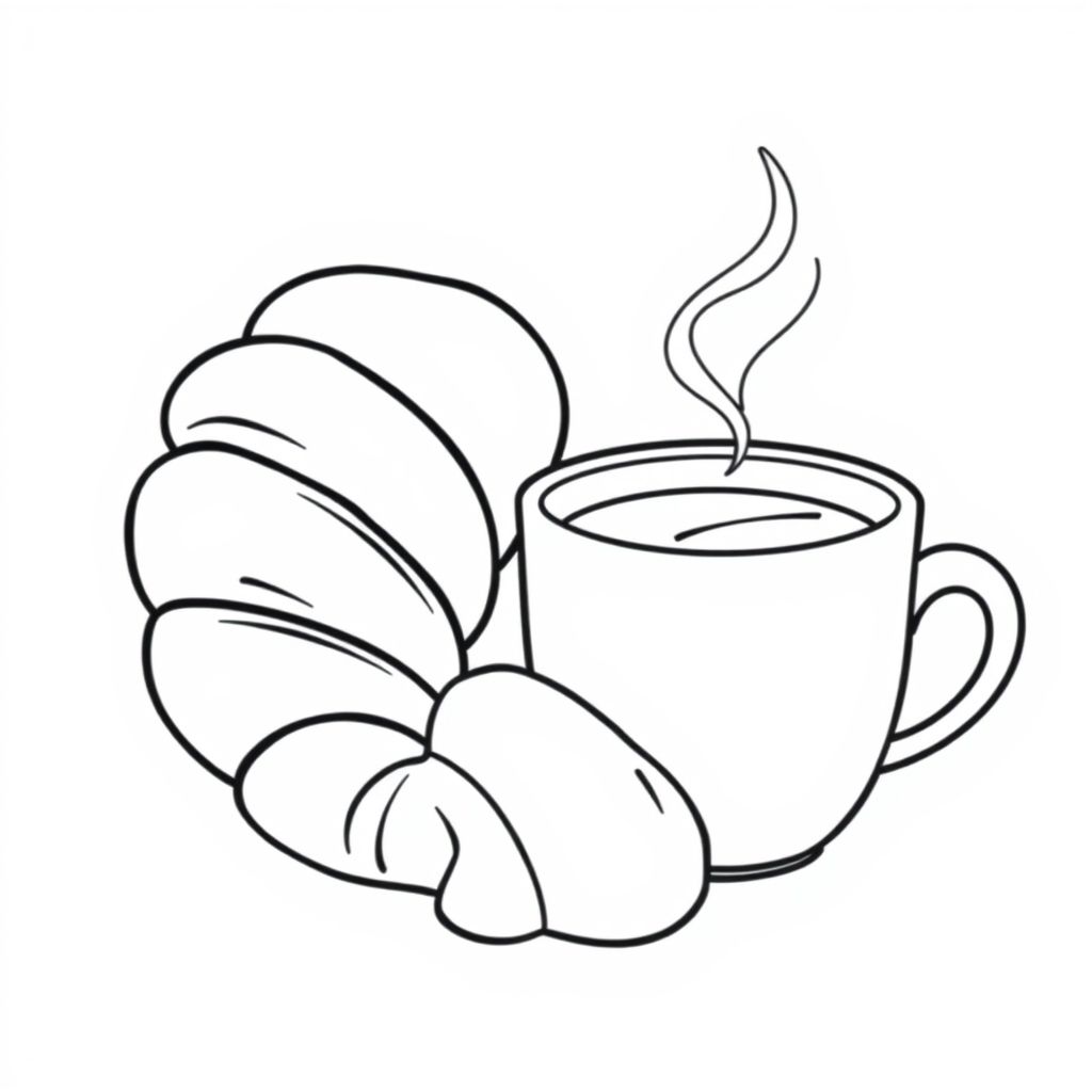 croissant and french cafe au lait