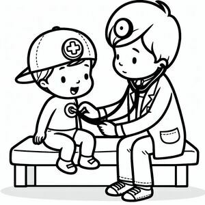 The doctor sat down to examine the boy