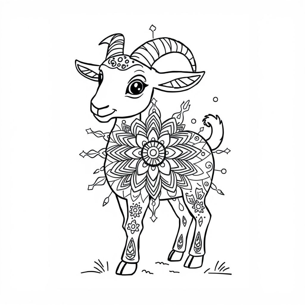 a goat drawn in mandela style