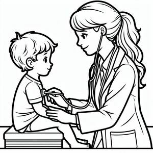The doctor was examining the sitting baby