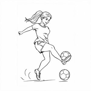 woman kicking soccer ball
