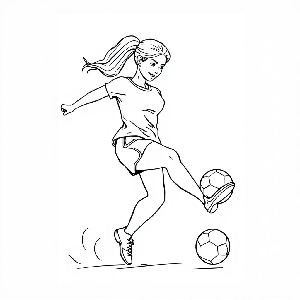 woman kicking soccer ball
