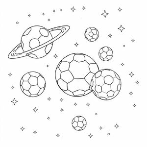 soccer ball looking planets in space with solar system

