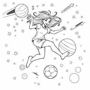 woman soccer in space 

