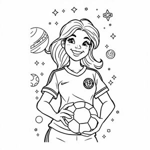 woman full selfie soccer in space 

