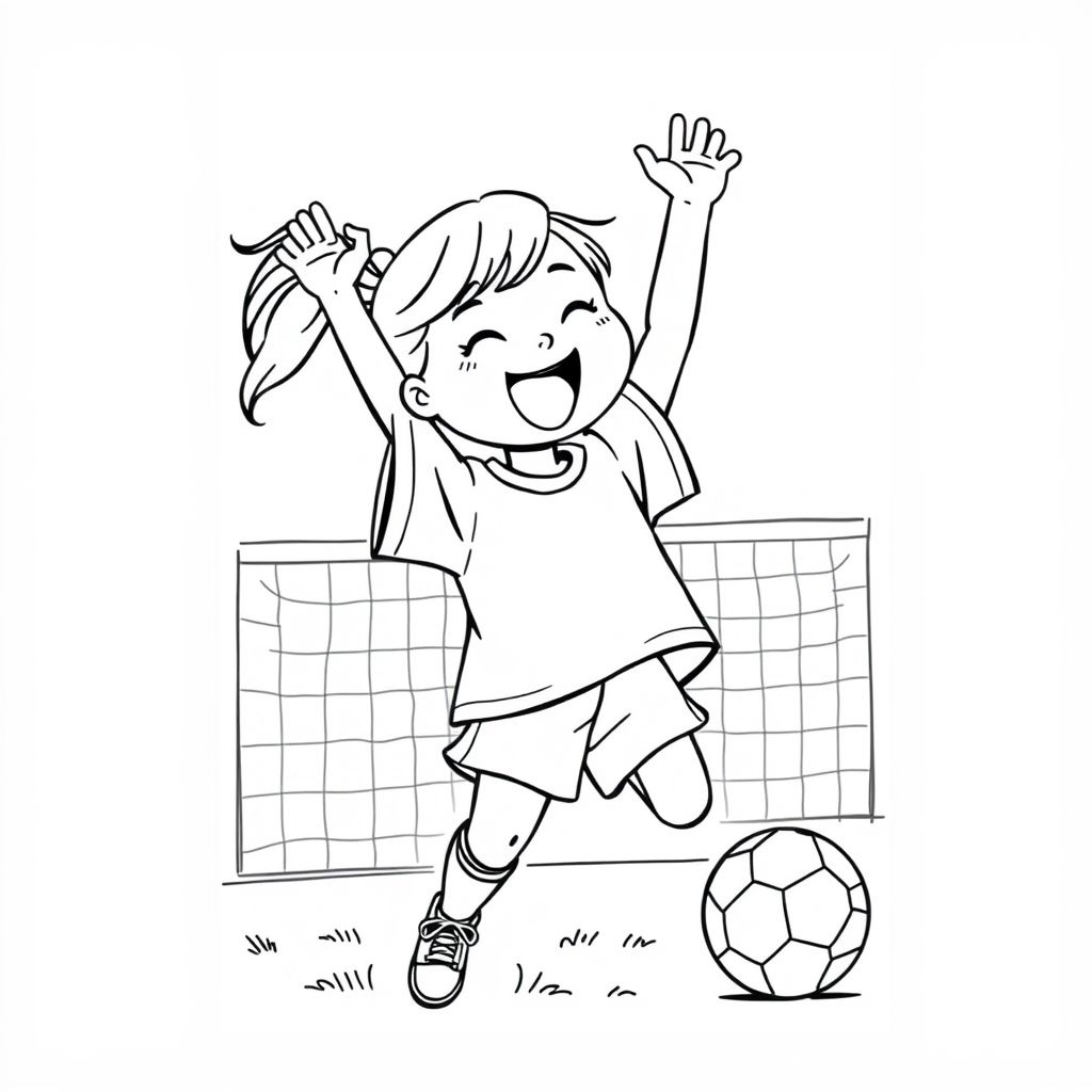 
Asian female celebrating soccer goal