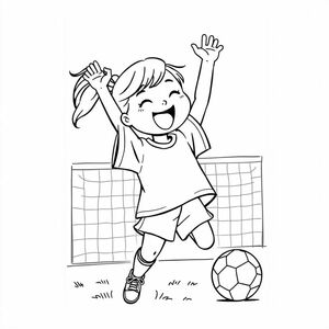 
Asian female celebrating soccer goal