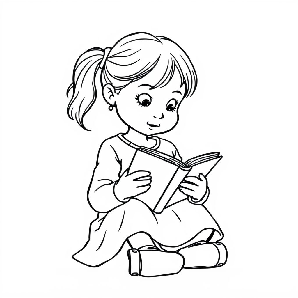 Một cô bé đang đọc sách