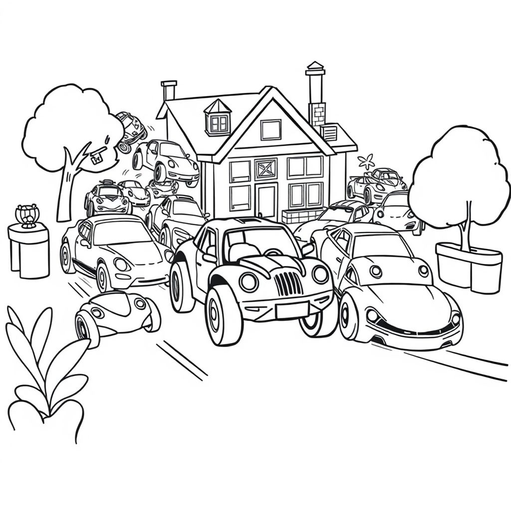 The toy cars in the room suddenly come to life and organize thrilling races around the little owner's house.