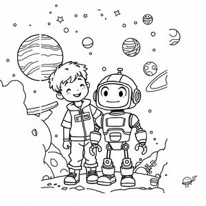 A boy and his adorable robot set out to explore the planets in the galaxy, meeting interesting alien friends.