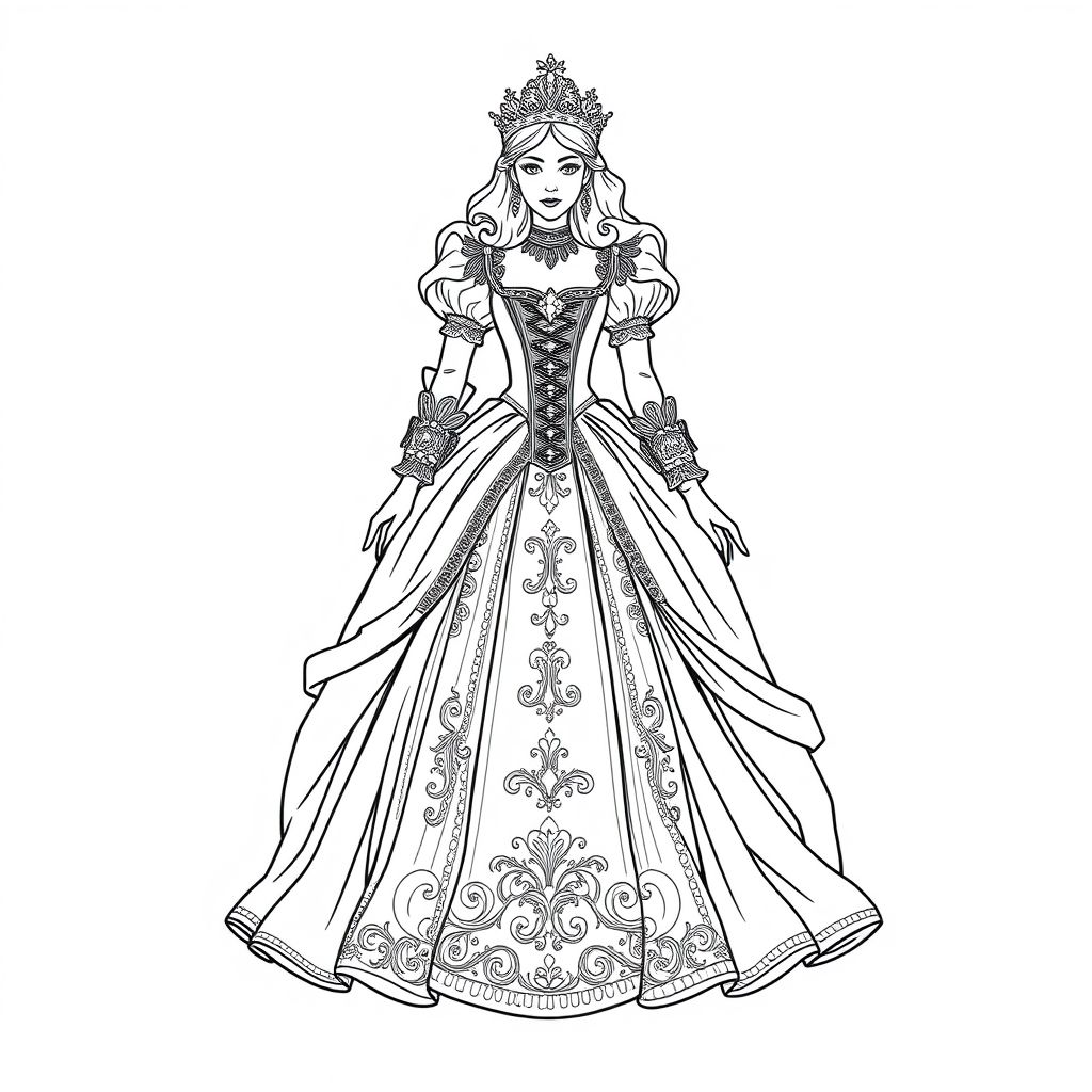 The dress of the queen, the sophisticated, luxurious, noble, mysterious, sophisticated, has a combination of tudor and rococo