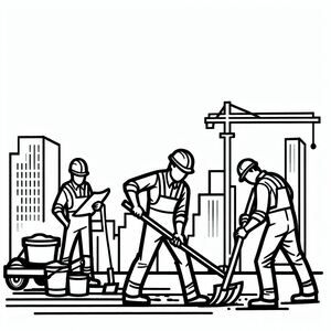 Workers repairing roads