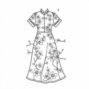 Flowing skirt with many Chinese style patterns