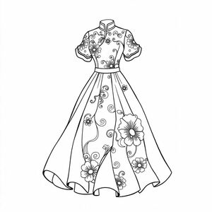 Flowing dress with many patterns in the style of the Chinese queen
