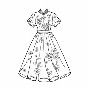 The empress dowager's flowing dress with many patterns