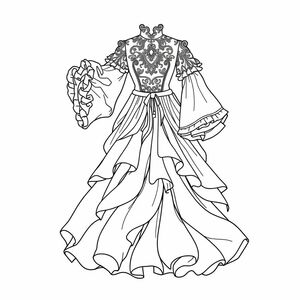 The empress dowager's detailed fluffy dress