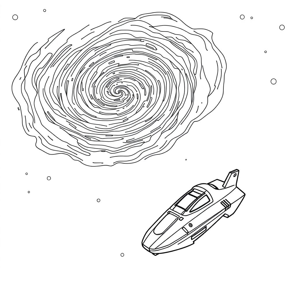 A universe with a bright sedge galaxy and a ship full of scientific mysteries 
