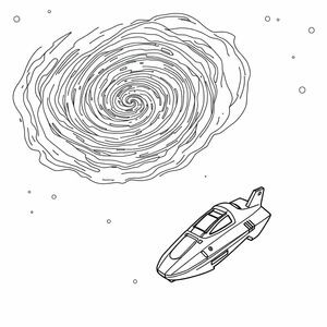 A universe with a bright sedge galaxy and a ship full of scientific mysteries 