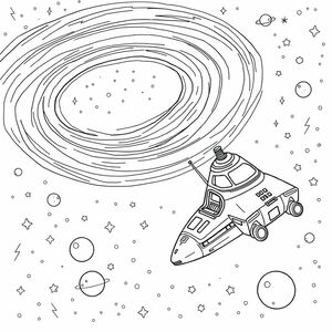 A universe with a bright galaxy and a ship full of mysterious science
More details