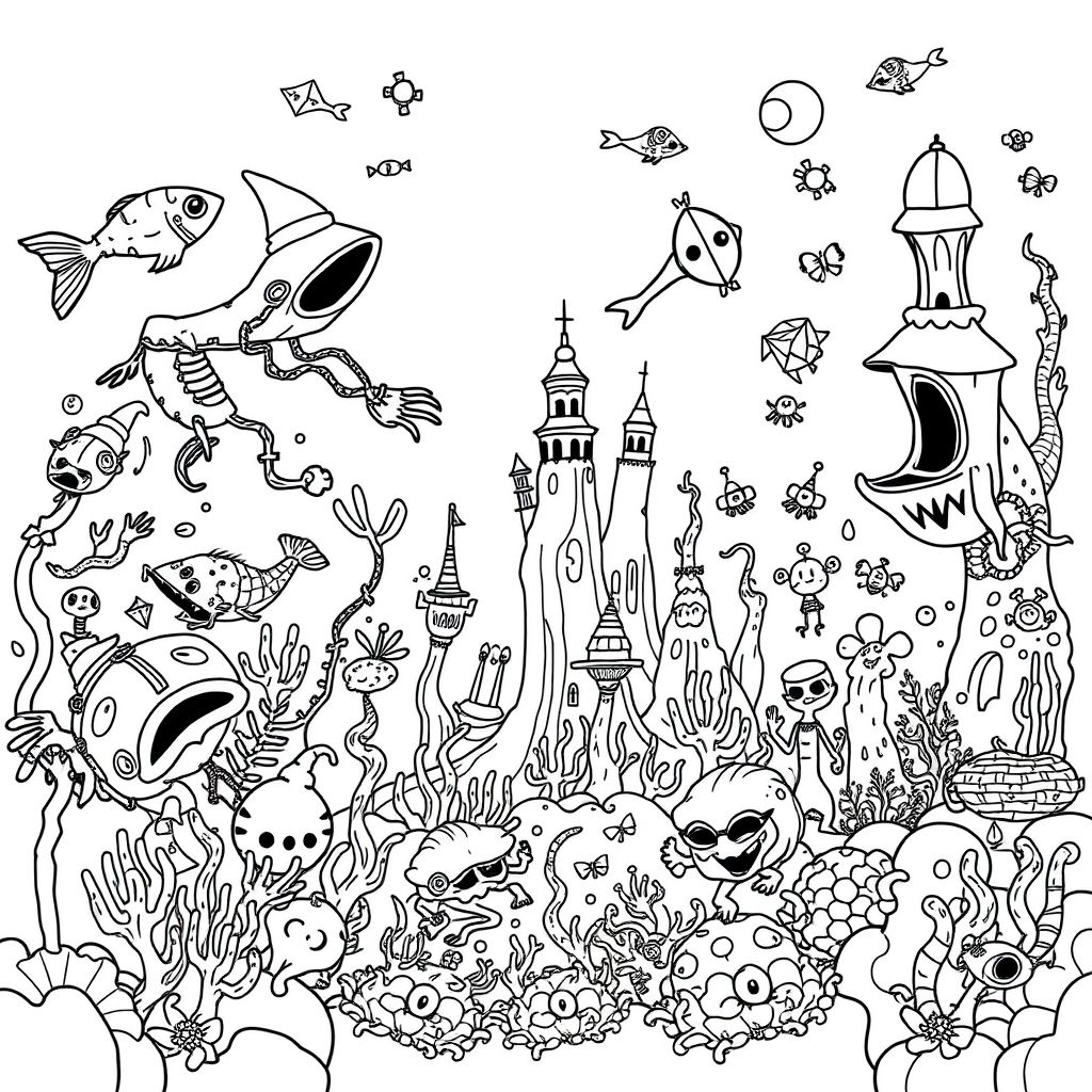 Ocean, danger many mysterious fantasy details many strange creatures