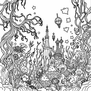 The sea is deep, dangerous, many mysterious fantasy details, many plants