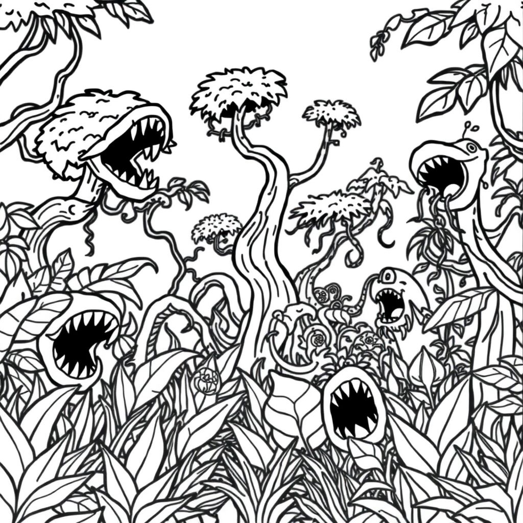 1 Forest full of carnivorous plants of many shapes