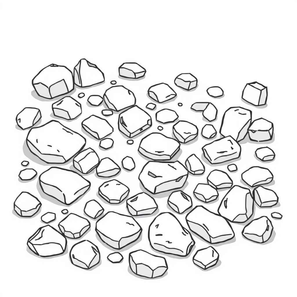 It was full of strangely large and small shaped stones that fell everywhere