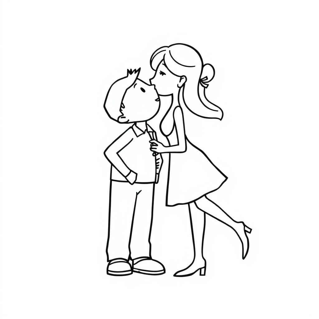 The letter H has the image of a man and a woman kissing quickly