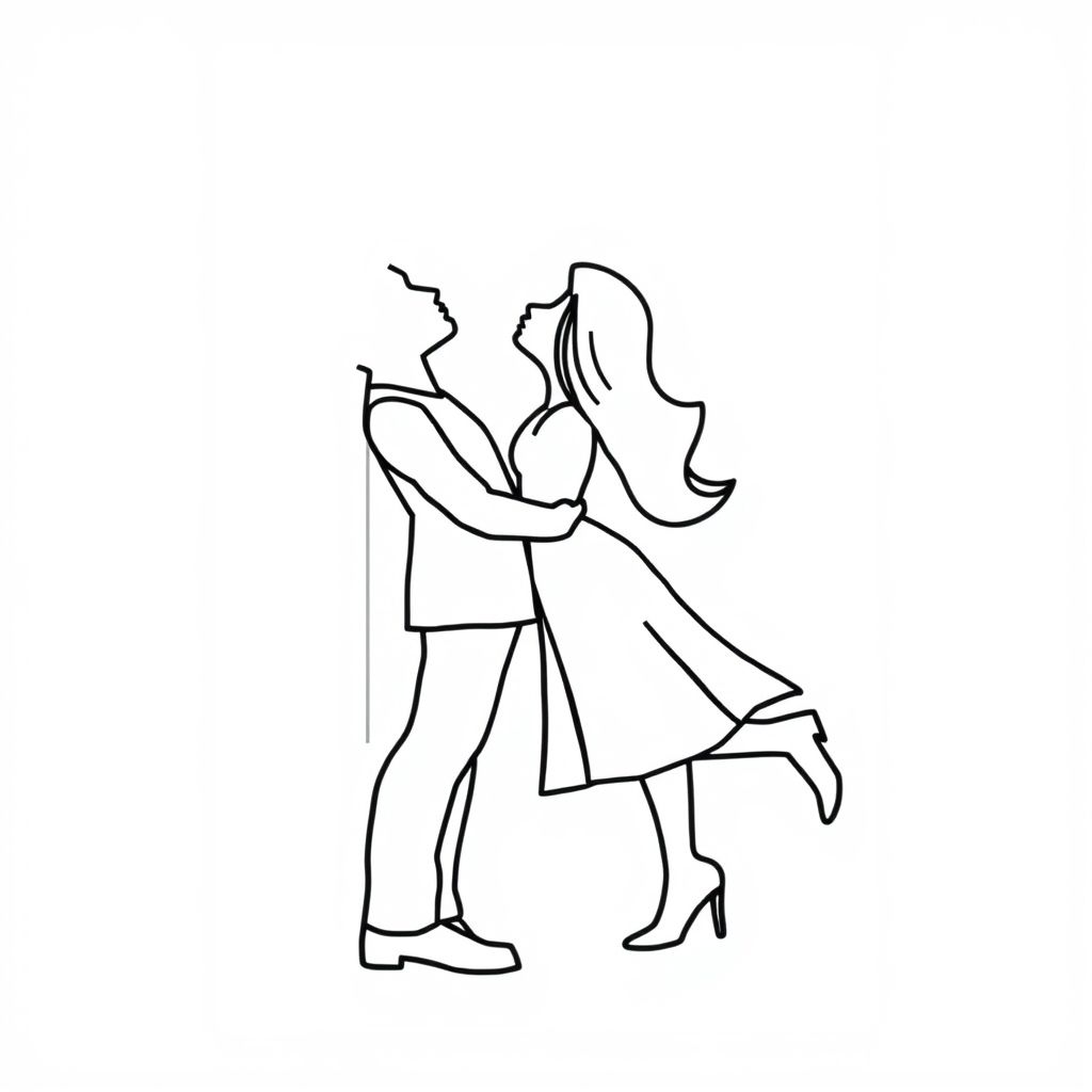 The letter H inside the letter H has a picture of a man and a woman kissing each other