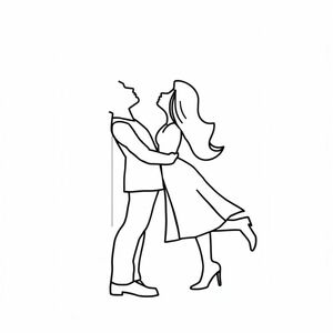 The letter H inside the letter H has a picture of a man and a woman kissing each other