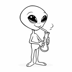 Alien smoking a bong 