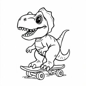 Cute baby t Rex on the skateboard