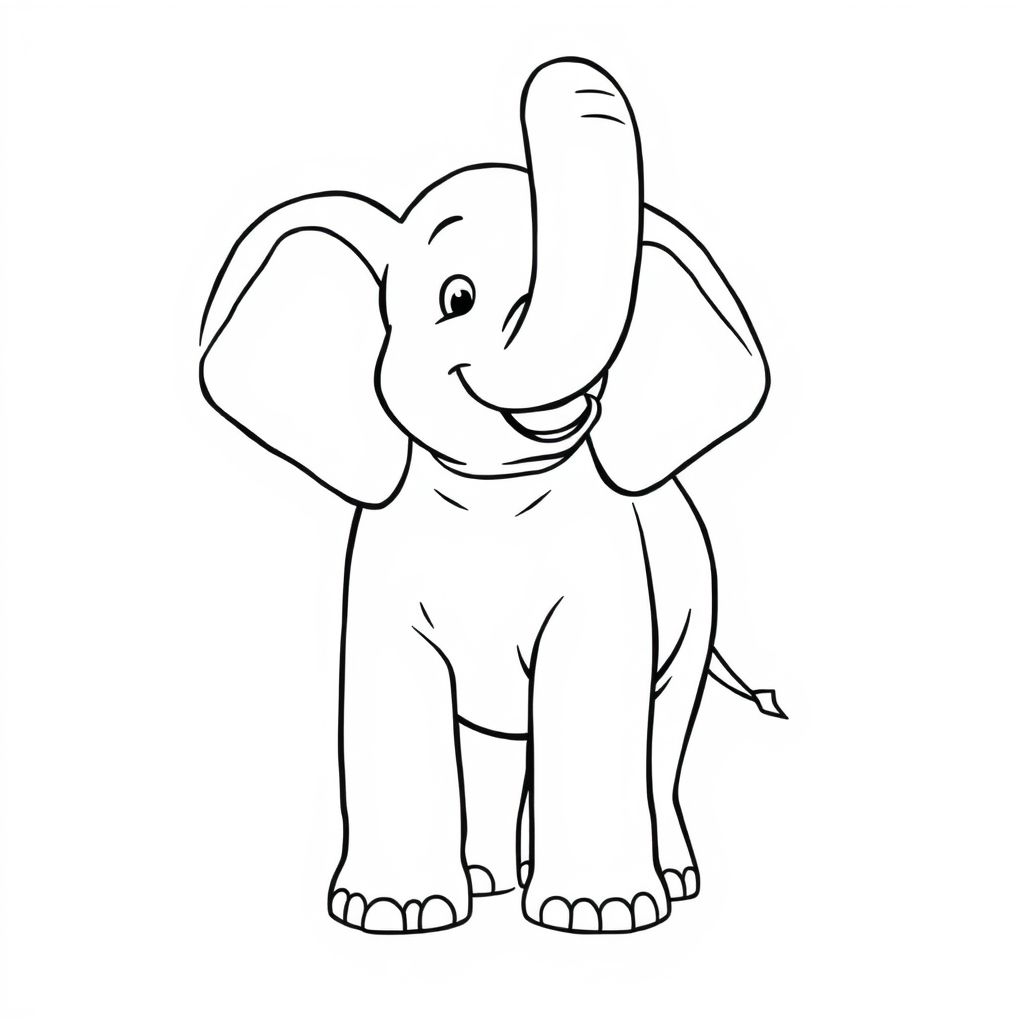 A big elephant with a lifted trunk and floppy ears