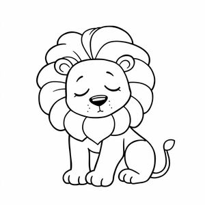 A sleepy lion with a fluffy mane