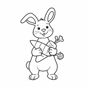 simple rabbit holding a carrot