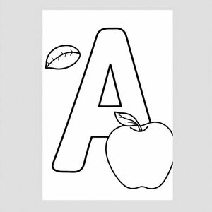 big letter A and an apple