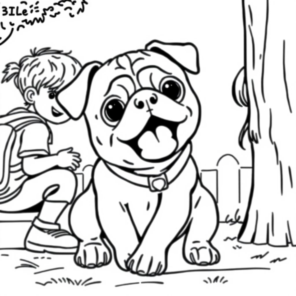 a pug puppy playing with friends at recess 