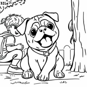 a pug puppy playing with friends at recess 
